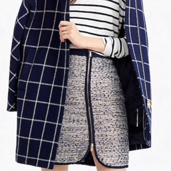 J. Crew Dresses & Skirts - J. Crew C9135 Womens Front Zip Metallic Tweed Zip Skirt 10 NWT